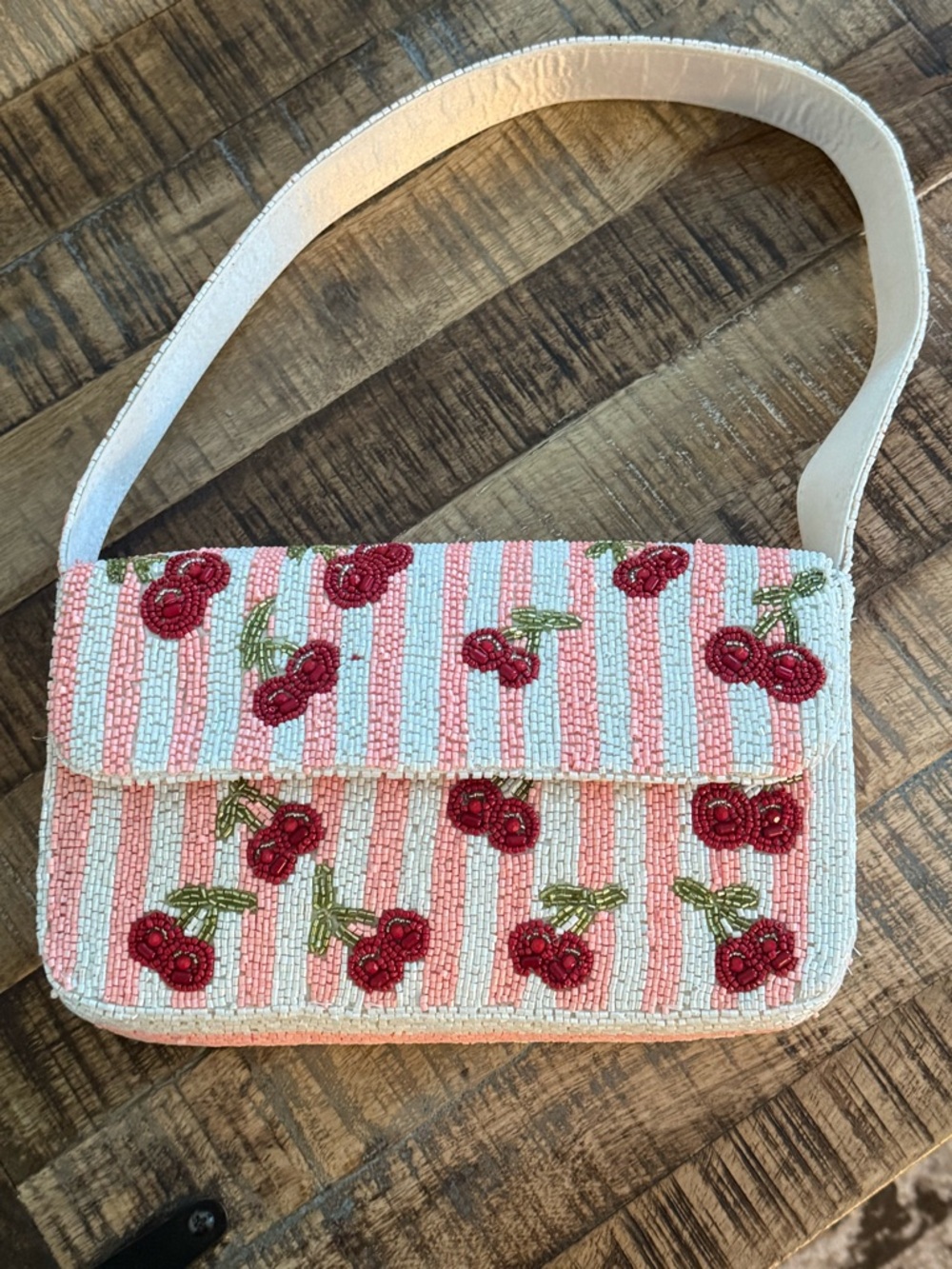 Viral Marshall’s Beaded Cherry Stripe Shoulder Bag